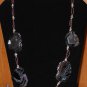 Item 130- 27" Faceted agate, Tibetan silver, quartz & glass necklace.  W/earring