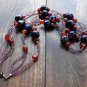 Item 69- 20.5" Ceramic, peridot, agate and glass 2 strand necklace. W/ earrings.