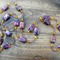 Item 59- 38" Glass and pink lace agate necklace.