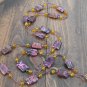 Item 59- 38" Glass and pink lace agate necklace.