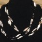 Item 70- 60" glass, silverplate and moss opal necklace.