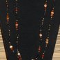 Item 102- 50" Multicolored agate, glass and gold plate necklace.