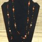 Item 102- 50" Multicolored agate, glass and gold plate necklace.