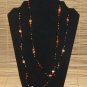 Item 102- 50" Multicolored agate, glass and gold plate necklace.