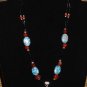 Item 60- 19.5" agate, apatite, aquamarine, iolite & glass necklace. W/earrings.