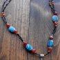 Item 60- 19.5" agate, apatite, aquamarine, iolite & glass necklace. W/earrings.