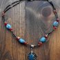 Item 60- 19.5" agate, apatite, aquamarine, iolite & glass necklace. W/earrings.