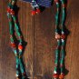 Item 126- 26.5" double strand agate, hessonite & aventurine necklace w/earrings.