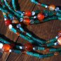Item 126- 26.5" double strand agate, hessonite & aventurine necklace w/earrings.