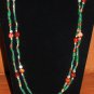 Item 126- 26.5" double strand agate, hessonite & aventurine necklace w/earrings.