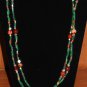 Item 126- 26.5" double strand agate, hessonite & aventurine necklace w/earrings.