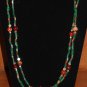 Item 126- 26.5" double strand agate, hessonite & aventurine necklace w/earrings.