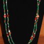 Item 126- 26.5" double strand agate, hessonite & aventurine necklace w/earrings.