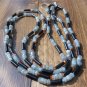 Item 118- 29.5" double strand obisidan, labradorite, agate & apatite necklace.