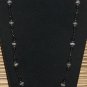 Item 92- 25" glass, Labradorite, onyx and blue sunstone necklace.