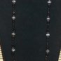 Item 92- 25" glass, Labradorite, onyx and blue sunstone necklace.