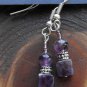 Item 61- 21.5" Amethyst, fluorite, silverplate & glass necklace. With earrings.