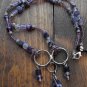 Item 61- 21.5" Amethyst, fluorite, silverplate & glass necklace. With earrings.