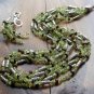 Item 128- 19" five strand peridot, garnet & Tibetan silver necklace w/earrings.