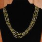Item 128- 19" five strand peridot, garnet & Tibetan silver necklace w/earrings.