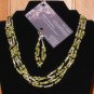 Item 128- 19" five strand peridot, garnet & Tibetan silver necklace w/earrings.