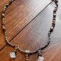 Item 94- 18" Unakite, quartz, silverplate, Tibetan silver necklace.