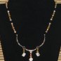 Item 94- 18" Unakite, quartz, silverplate, Tibetan silver necklace.