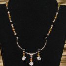 Item 94- 18" Unakite, quartz, silverplate, Tibetan silver necklace.