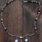 Item 94- 18" Unakite, quartz, silverplate, Tibetan silver necklace.