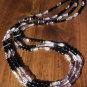 Item 127- 27.5" Onyx, Tibetan silver, amethyst & fluorite necklace. W/earrings.
