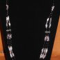 Item 127- 27.5" Onyx, Tibetan silver, amethyst & fluorite necklace. W/earrings.