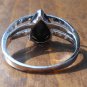 Blue/black pear cut sapphire ring, sterling silver, diamong accents. Size 9 US