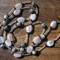 Item 73- 45" pink lace agate, glass, garnet and silverplate necklace.