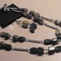 Item 67- 20" Magnetite, serpentine & silverplate necklace. With earrings.