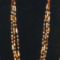 Item 72- 22" Three strand tiger eye, grossularite, glass & silverplate necklace.