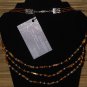 Item 72- 22" Three strand tiger eye, grossularite, glass & silverplate necklace.