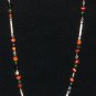 Item 63- 19" Tiger eye, olive quartz & silverplate necklace.  With earrings.