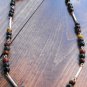 Item 63- 19" Tiger eye, olive quartz & silverplate necklace.  With earrings.