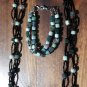 Item 115- 23" Glass, amazonite & agate double strand necklace. With bracelet.