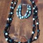 Item 115- 23" Glass, amazonite & agate double strand necklace. With bracelet.