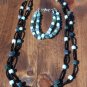 Item 115- 23" Glass, amazonite & agate double strand necklace. With bracelet.