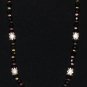 Item 6- 17" silverplate, tourmaline & antique black glass necklace.