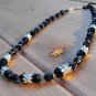Item 6- 17" silverplate, tourmaline & antique black glass necklace.