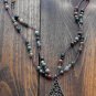 Item 88- 20" jasper, glass & silverplate necklace. With pewter pendant.