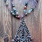 Item 88- 20" jasper, glass & silverplate necklace. With pewter pendant.
