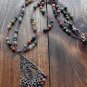 Item 88- 20" jasper, glass & silverplate necklace. With pewter pendant.