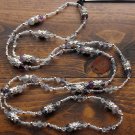 Item 36- 44" Fluorite, glass & silverplate necklace.