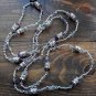 Item 36- 44" Fluorite, glass & silverplate necklace.