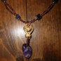 Item 139- 13.5" Glass, amethyst & goldplate boot bracelet.