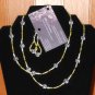 Item 141- 35" Serpentine, carnelian agate, glass & Tibetan silver necklace. With earrings.